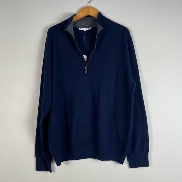 The Cashmere Project Quarter Zip Pullover Sweater Navy Size XL NEW - Picture 6 of 10